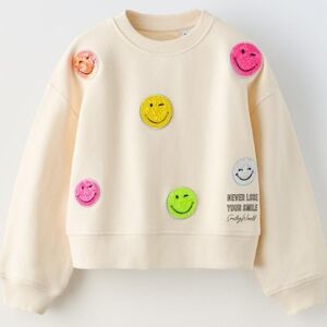 Zara Smiley World Sequins Sweatshirt